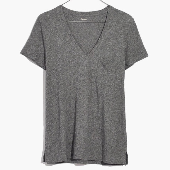 NEW Madewell Grey Whisper Cotton V-Neck Pocket Tee Size XS - Picture 5 of 12